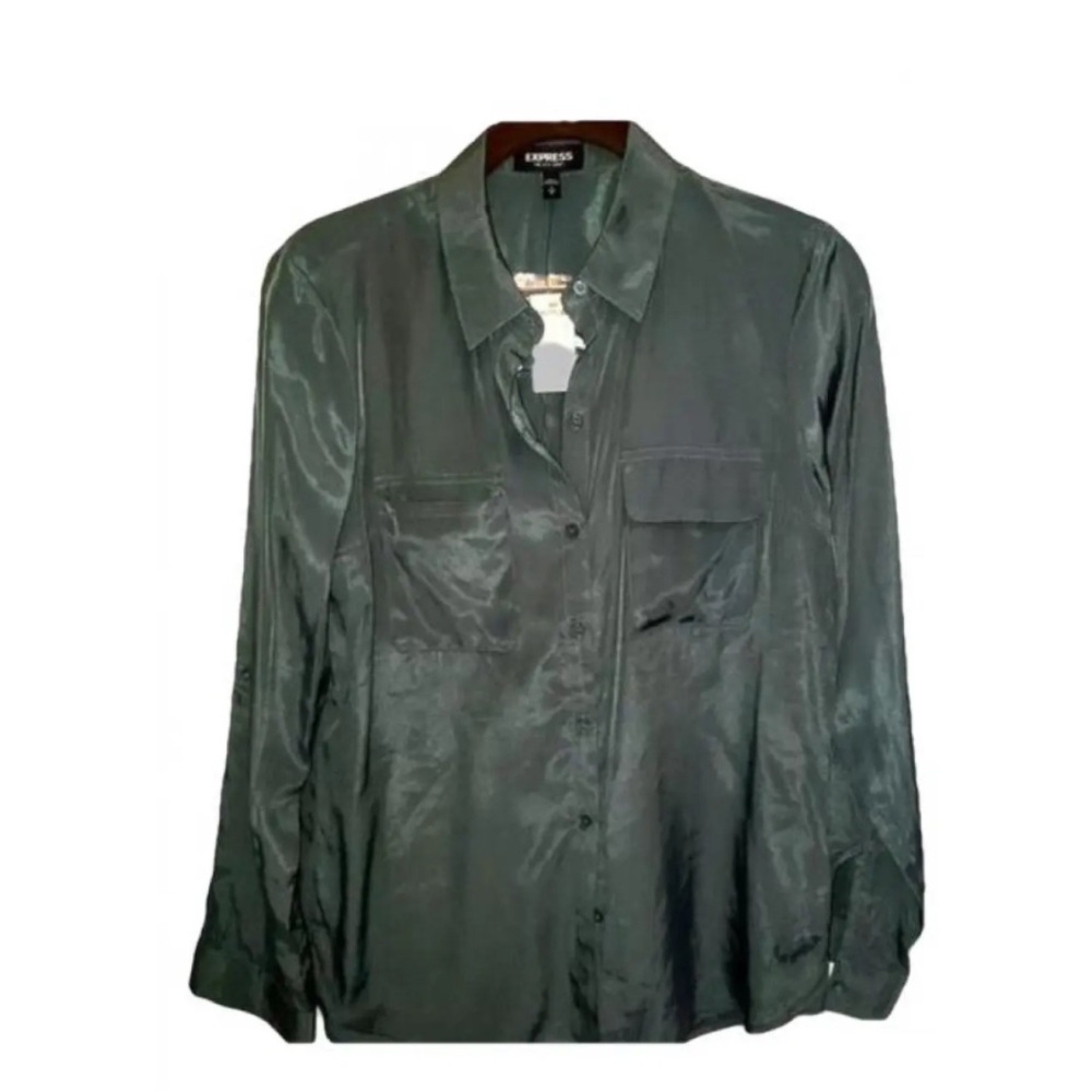 Express Black Satin Shirt (shimmering and sheer)